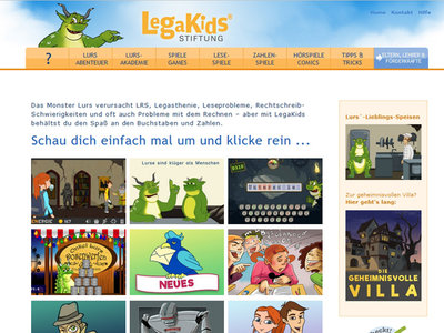 Startseite der Website; Bild: Gemeinnützige LegaKids-Stiftungs GmbH