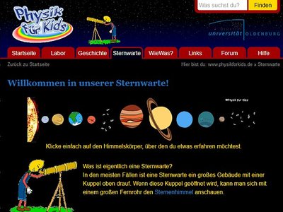Screenshot der Webseite; Bild: Universität Oldenburg
