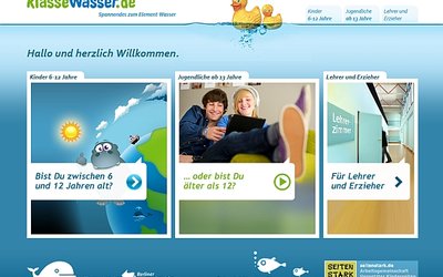 Screenshot der Internetseite www.klasse-wasser.de/