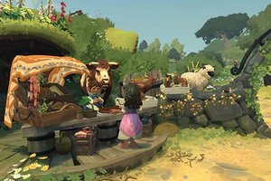 Marktstand mit Kuh, Hühnern und Schaf im Spiel "Tales of the Shire"; Bild: Private Division Marktstand mit Kuh, Hühnern und Schaf im Spiel "Tales of the Shire"; Bild: Private Division