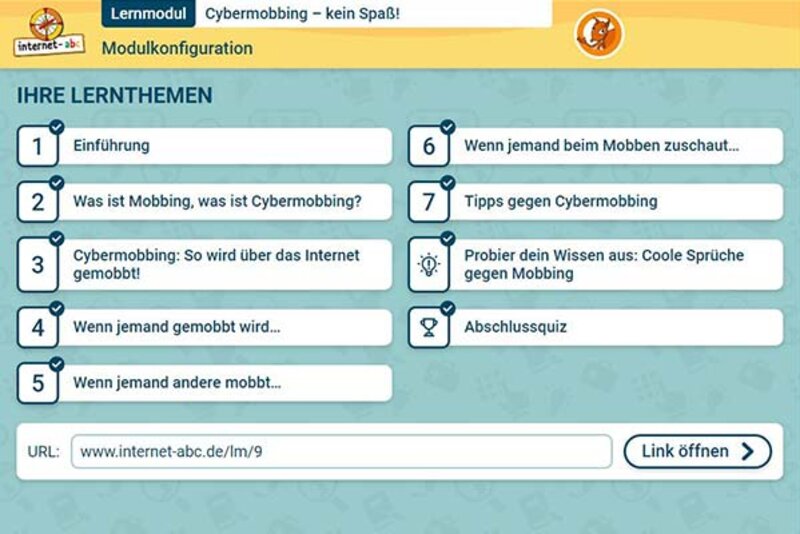 Modulkonfiguration Lernmodul 3.4.; Bild: Internet-ABC