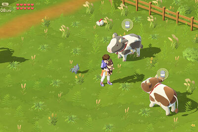 Spielfigur kümmert um die Tiere im Spiel "Harvest Moon®: Home Sweet Home Special Edition"; Bild: Natsume Inc.