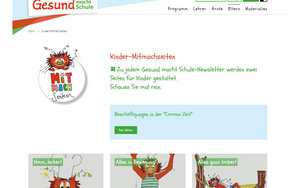 Screenshot der Seite www.gesundmachtschule.de/eltern/kinder-mitmachseiten