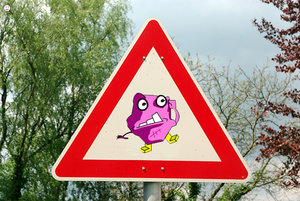 "Vorsicht Virus"-Schild; Bild: Find-das-Bild.de / Michael Schnell