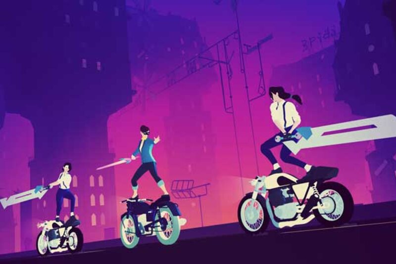 Screenshot aus "Sayonara Wild Hearts"; Bild: Anapurna Interactive Screenshot aus "Sayonara Wild Hearts"; Bild: Anapurna Interactive