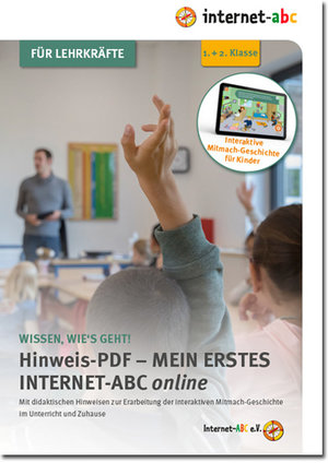 Cover des Hinweis-PDF für Lehrkräfte zu "Mein erstes Internet-ABC online"; Bild: Internet-ABC