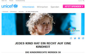 Screenshot der Unicef-Internetseite zum Thema Kinderrechte.