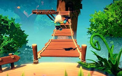 Screenshot aus dem Spiel "Die Schlümpfe Mission Blattpest"; Bild: Astragon Screenshot aus dem Spiel "Die Schlümpfe Mission Blattpest"