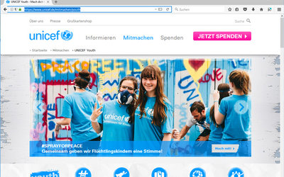 Screenshot: www.unicef.de/mitmachen/youth
