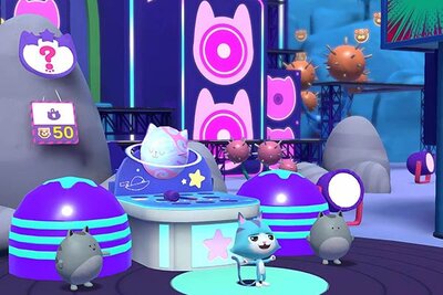 Katzen in einer Halle im Spiel "DreamWorks Gabby’s Dollhouse: Bereit für die Party"; Bild: Outright Games Katzen in einer Halle im Spiel "DreamWorks Gabby’s Dollhouse: Bereit für die Party"; Bild: Outright Games