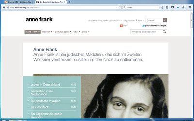 Screenshot: www.annefrank.org/de/Anne-Frank/