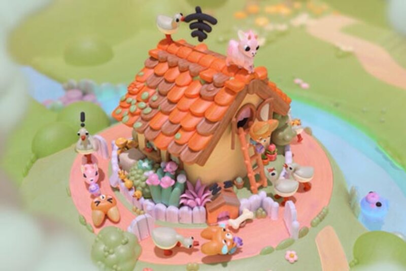 Häuschen in der Landschaft im Spiel "Woodo"; Bild: Daedalic Entertainment