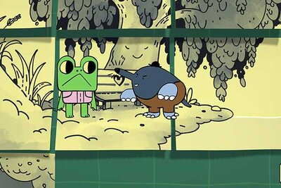 Froggo trifft einen Maulwurf im Spiel "Walk the Frog"; Bild: Walk the Frog Studio