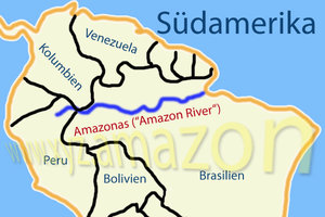 Landkarte Südamerika mit Amazonas; Bild: Internet-ABC