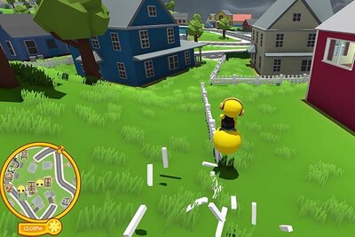 Figur fliegt über eine Wiese im Spiel "Wobbly Life"; Bild: RubbleBandGames Figur fliegt über eine Wiese im Spiel "Wobbly Life"; Bild: RubbleBandGames