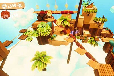 Pumuckl hüpft über Bretter im Spiel "Pumuckl und die Krone des Piratenkönigs"; Bild: THQ Nordic