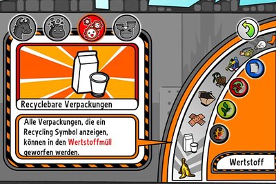 Mülltrennung im Spiel "Die Müll-AG"; Bild: Bunny & Gnome GbR Mülltrennung im Spiel "Die Müll-AG"; Bild: Bunny & Gnome GbR