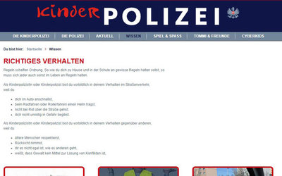 Screenshot der Seite http://kinderpolizei.at/wissen/start.aspx