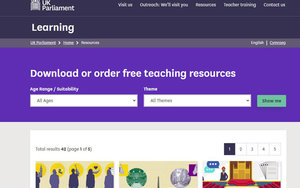 Screenshot der Seite https://learning.parliament.uk/en/resources/