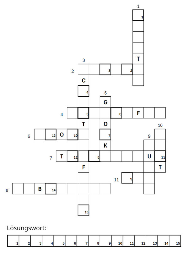 Bild von Kreuzworträtsel; Bild: Internet-ABC Kreutworträtsel und Kasten für das Lösungswort.