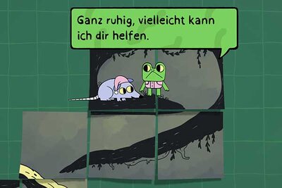 Froggo trifft eine Ratte im Spiel "Walk the Frog"; Bild: Walk the Frog Studio