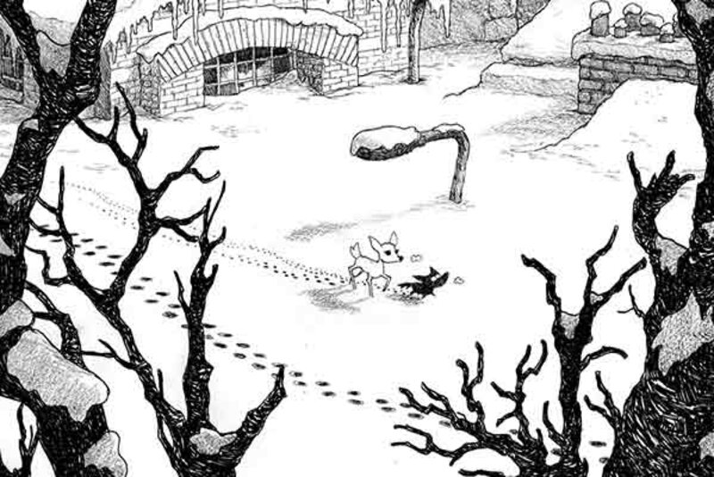 Reh und Wolf laufen durch den Schnee im Spiel "Blanc"; Bild: Gearbox Publishing Reh und Wolf laufen durch den Schnee im Spiel "Blanc"; Bild: Gearbox Publishing