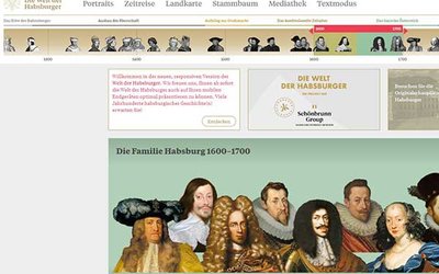 Startseite von Die Welt der Habsburger mit Gemälden der Familie