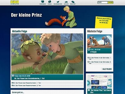 Screenshot der Webseite; Bild: Kinderkanal
