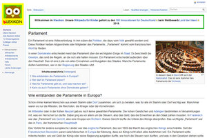 Screenshot der Internetseite klexikon.zum.de/wiki/Parlament