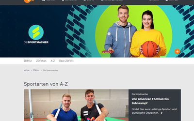 Screenshot der Seite www.zdf.de/kinder/die-sportmacher