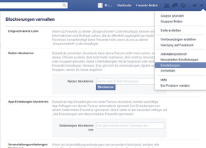 Screenshot: Blockieren bei Facebook