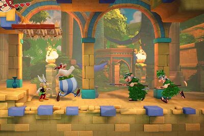 Asterix und Obelix rennen auf Römer zu im Spiel "Asterix & Obelix - Mission Babylon"; Bild: Microids Asterix und Obelix rennen auf Römer zu im Spiel "Asterix & Obelix - Mission Babylon"; Bild: Microids