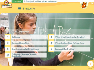 Startseite des Lernmoduls; Bild: Internet-ABC