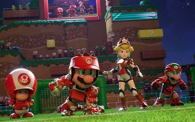 Mario und seine Freunde auf dem Fußballplatz
