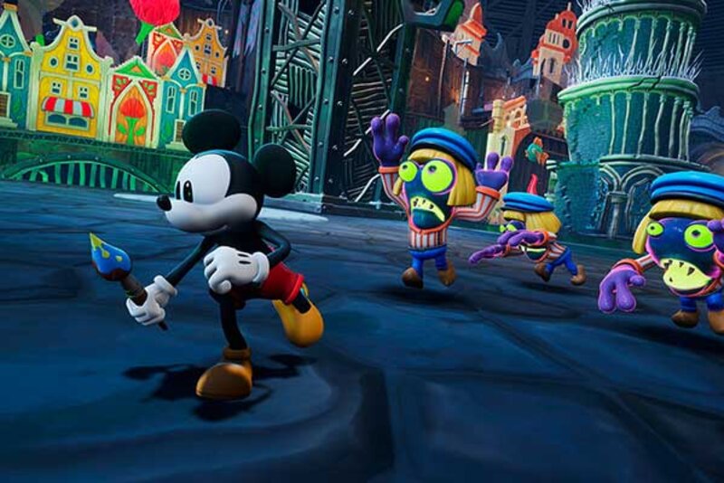 Micky rennt davon im Spiel "Disney Epic Mickey: Rebrushed"; Bild: THQ Nordic Micky rennt davon im Spiel "Disney Epic Mickey: Rebrushed"; Bild: THQ Nordic