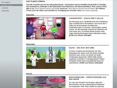 Screenshot der Webseite; Bild: Max-Planck-Gesellschaft zur Förderung der Wissenschaften e. V.