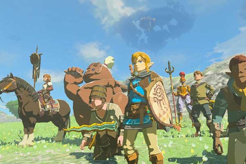Screenshot aus dem Spiel "Zelda Tears of the Kingdom"; Bild: Nintendo Figuren im Spiel bereit zur Schlacht,