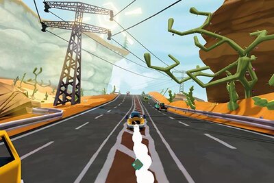 Auf der Autobahn im Spiel "Tiny Terry's Turbo Trip"; Bild: Super Rare Games Auf der Autobahn im Spiel "Tiny Terry's Turbo Trip"; Bild: Super Rare Games