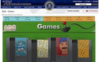 Screenshot der Internetseite www.fbi.gov/kids/games/games.htm