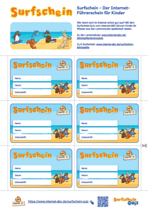 Surfschein im Klassensatz; Bild: Internet-ABC