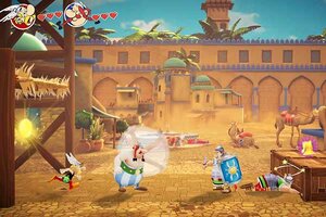 Asterix und Obelix kämpfen im Spiel "Asterix & Obelix - Mission Babylon"; Bild: Microids Asterix und Obelix kämpfen gegen Römer.