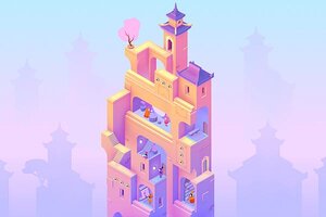 Hoher Turm vor Himmel im Spiel "Monument Valley 3"; Bild: Ustwo Games Hoher Turm vor Himmel im Spiel "Monument Valley 3"; Bild: Ustwo Games