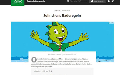 Screenshot der Seite www.aok.de/pk/magazin/familie/jolinchen/