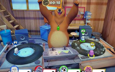Ein Bär als DJ im Spiel "Grizzy und die Lemminge: Crazy Party!"; Bild: Balio Studio Ein Bär tritt als DJ auf.