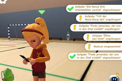 Screenshot aus dem Spiel "Wo ist Goldi? Sicher surfen im Netz"; Bild: Bayerische Staatsministerium für Digitales