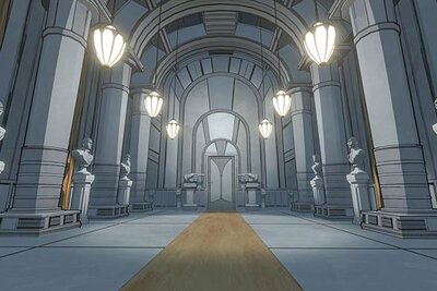 Eine Eingangshalle im Spiel "Blue Prince"; Bild: Raw Fury Eine Eingangshalle im Spiel "Blue Prince"; Bild: Raw Fury