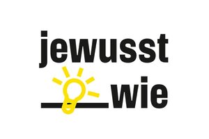 Logo des Projekts "jewusst wie" mit Zeichnung einer Glühbirne