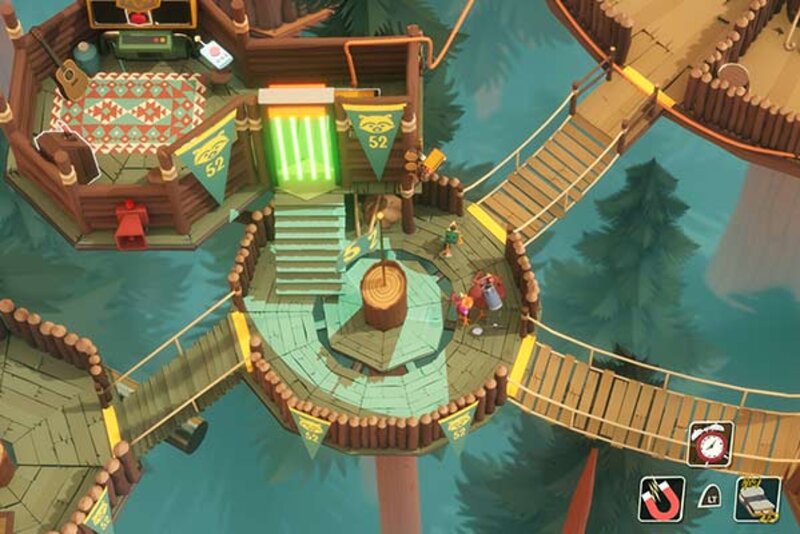 Hühner auf einem Plateau im Spiel "Chicken Run: Eierlauf"; Bild: Outright Games