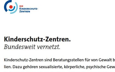 Screenshot der Seite Kinderschutzzentren; Bild: Bundesarbeitsgemeinschaft der Kinderschutz-Zentren e. V.