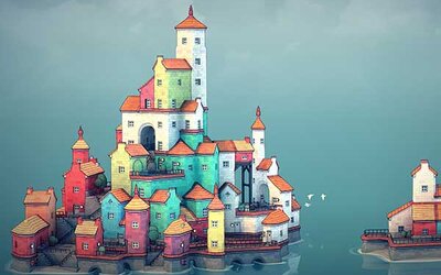 Screenshot aus dem Spiel "Townscaper"